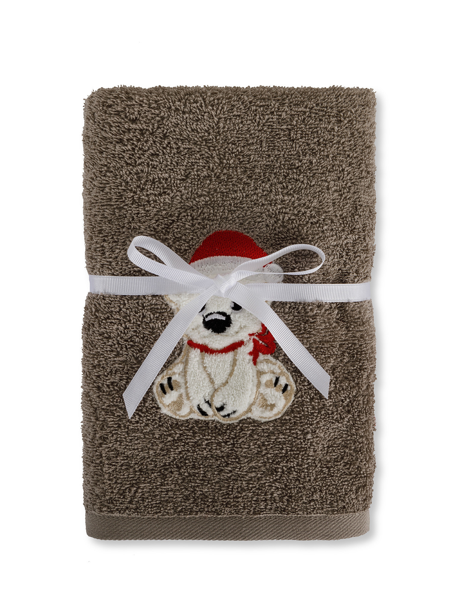 Комплект из 2 полотенец с вышивкой Белый медведь, бежевый комплект полотенец с вышивкой лучшие родители цветные