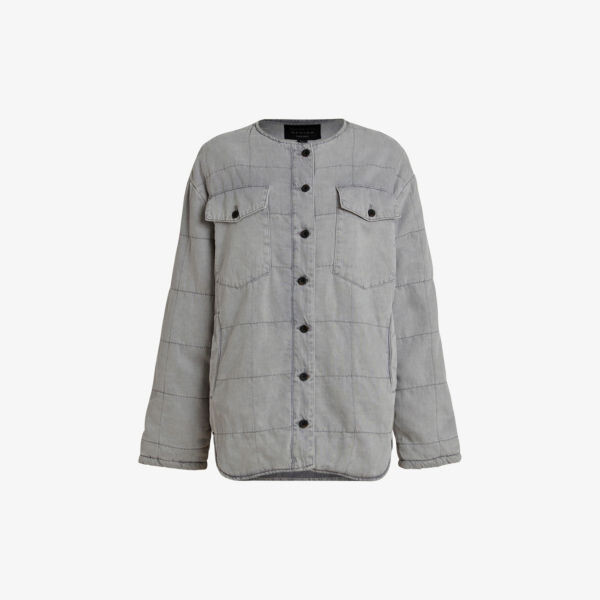 

Стеганая джинсовая куртка Clark с накладными карманами Allsaints, серый