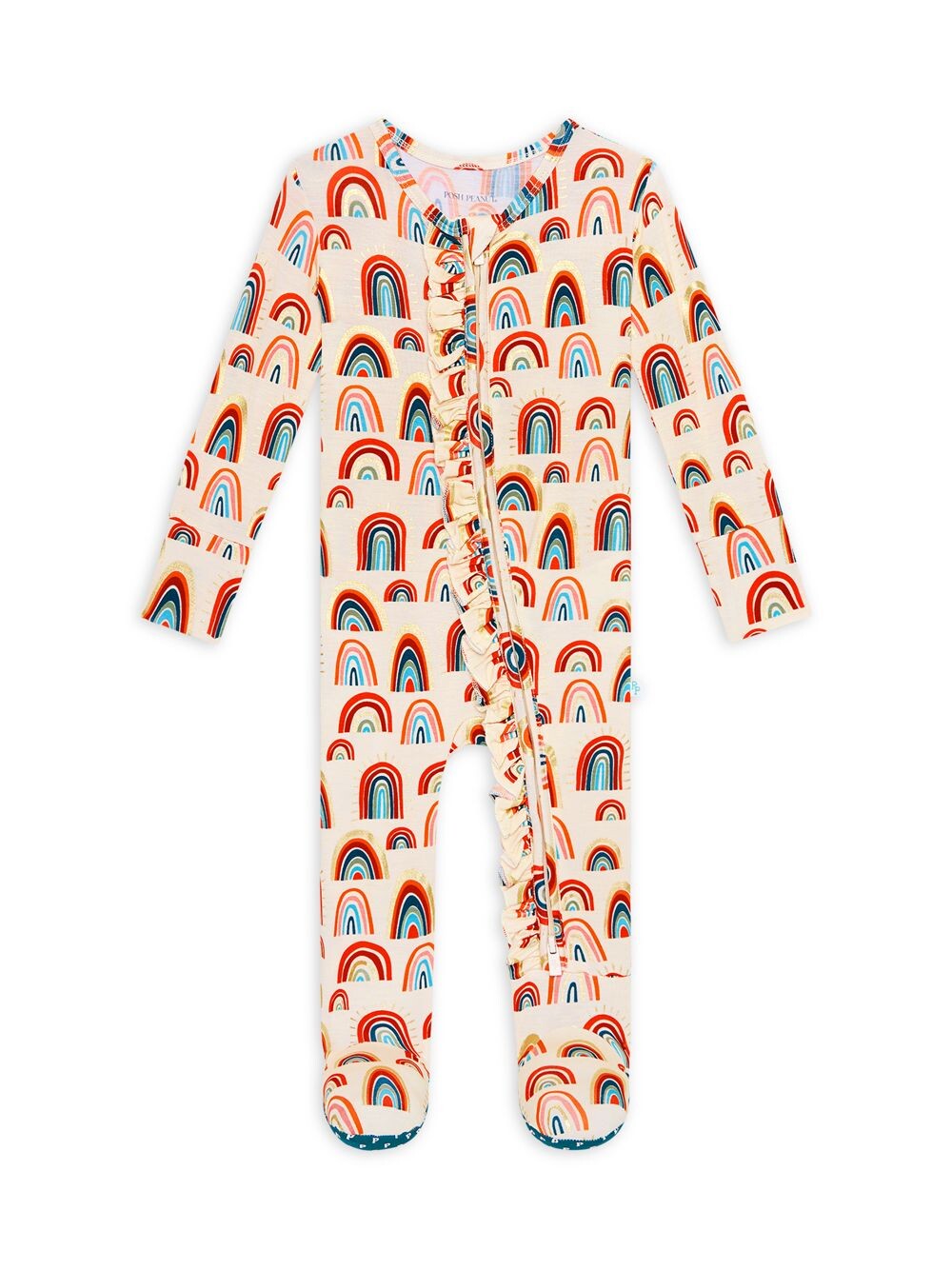 

Слитный комбинезон Skyla Rainbow с рюшами для малышей Posh Peanut