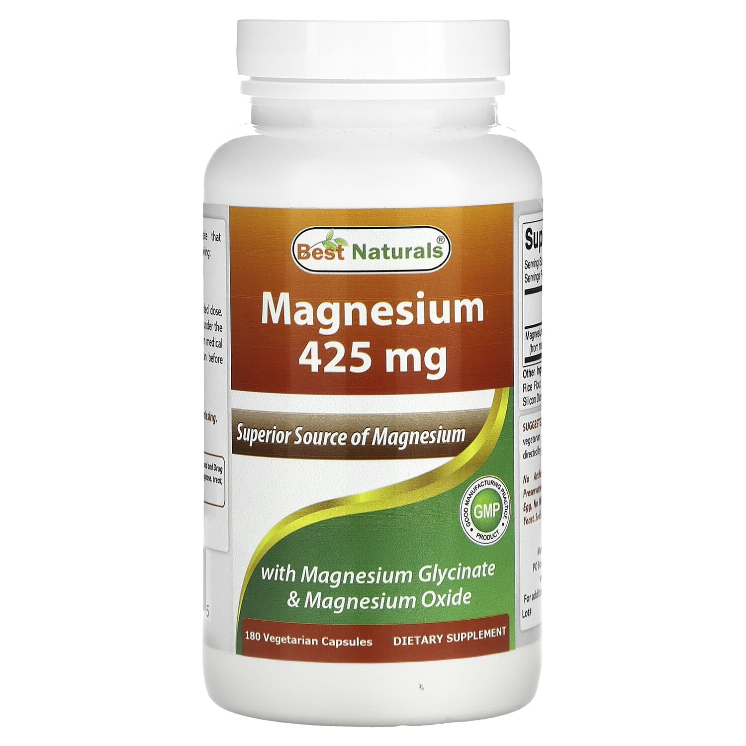 

Магний, 425 мг, 180 вегетарианских капсул, Best Naturals