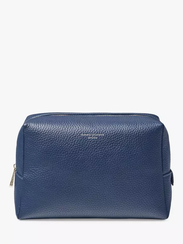 

Сумка Aspinal of London Large Pebble Leather Toiletry, цвет caspian/blue