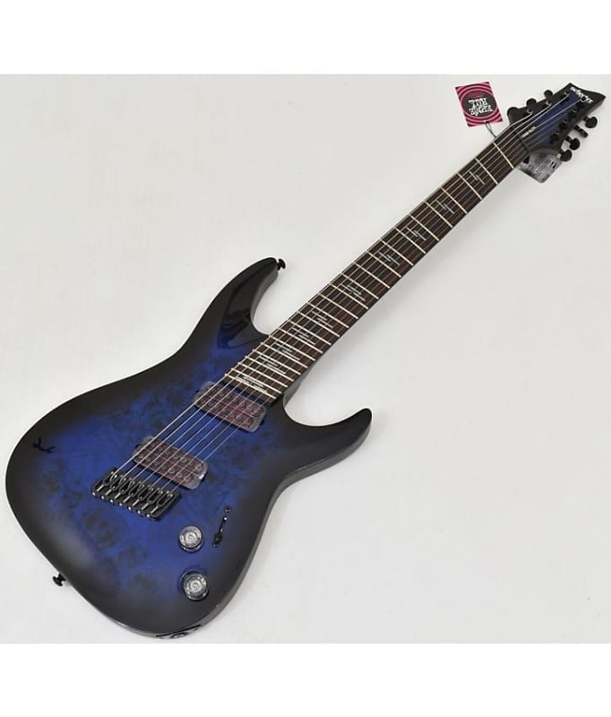 цена Электрогитара Schecter Omen Elite-7 Multiscale Guitar See-Thru Blue Burst