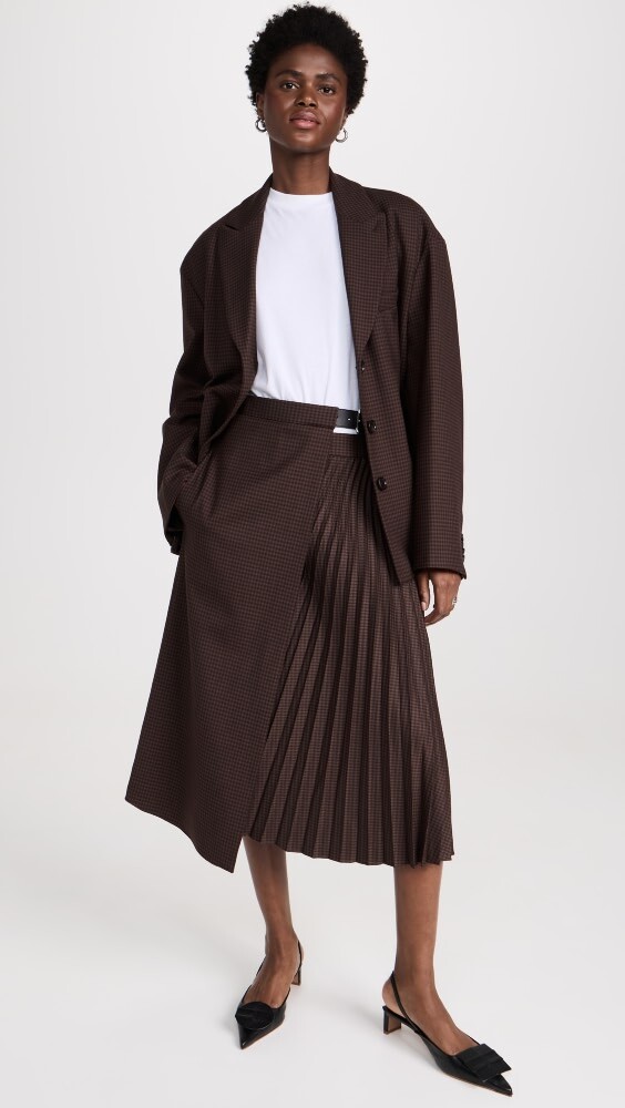 

Юбка Tibi Jett Suiting Pleated Wrap, коричневый