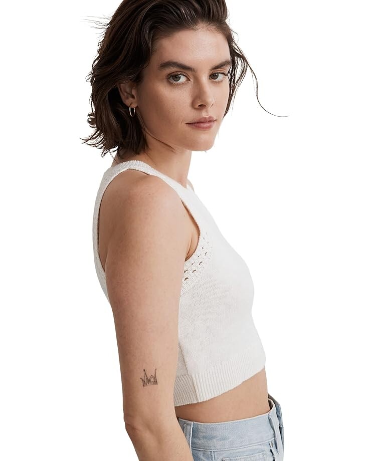 

Свитер Madewell Crochet-Trim Crop Sweater Tank, цвет Lighthouse