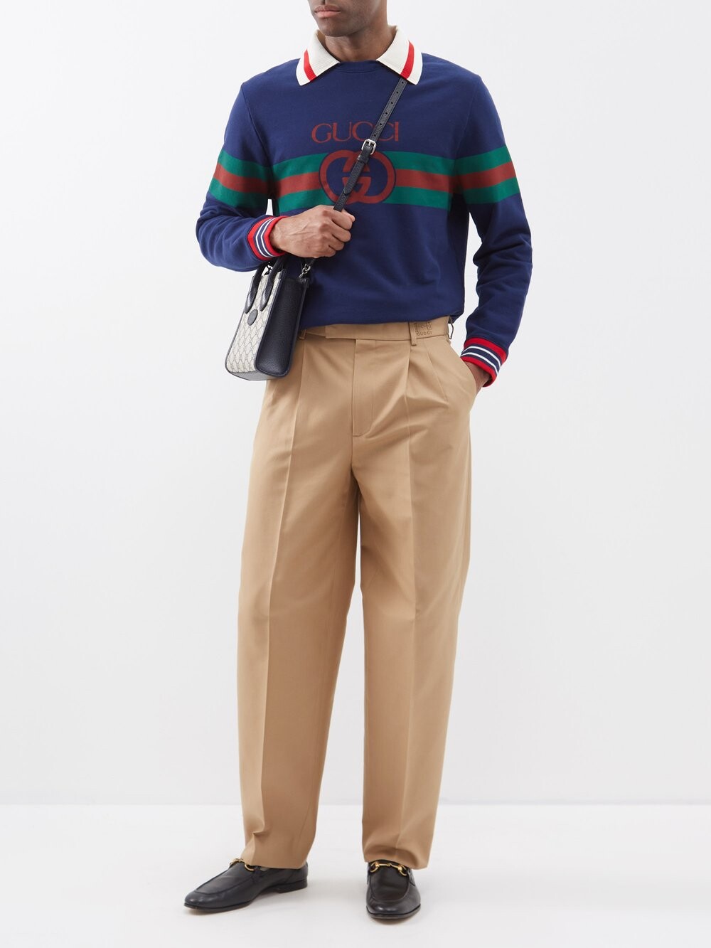 

Плиссированные брюки из хлопка Gucci, бежевый