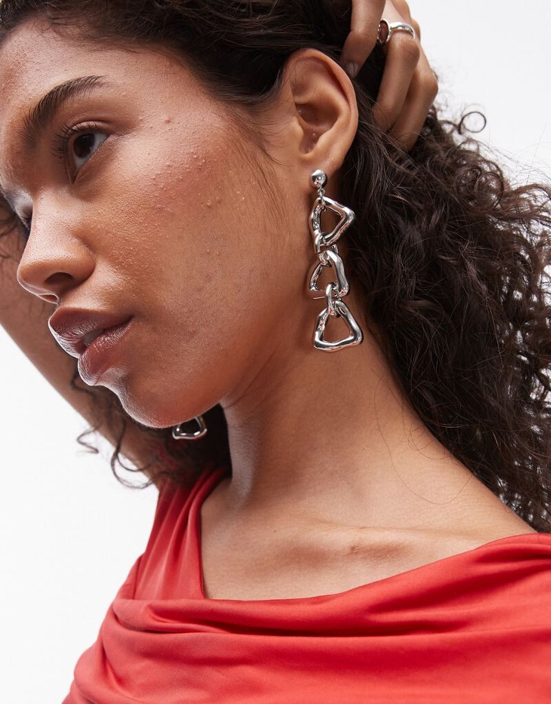 

Topshop - Eva - Серьги-капли из серебра с эффектом плавления
