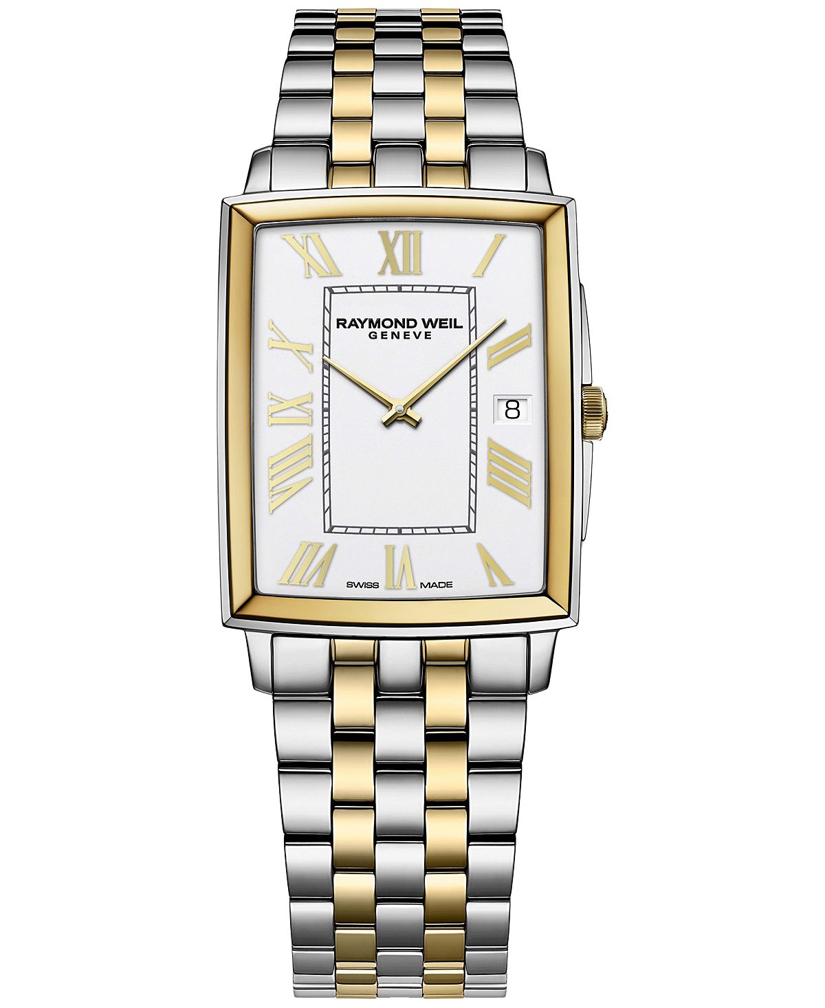 Женские швейцарские двухцветные часы Toccata с браслетом из нержавеющей стали, 37x30 мм Raymond Weil, белый