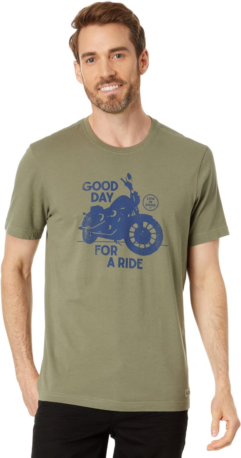 

Мотоциклетная футболка Good Day For A Ride с короткими рукавами Crusher-Lite Life is Good, цвет Moss Green
