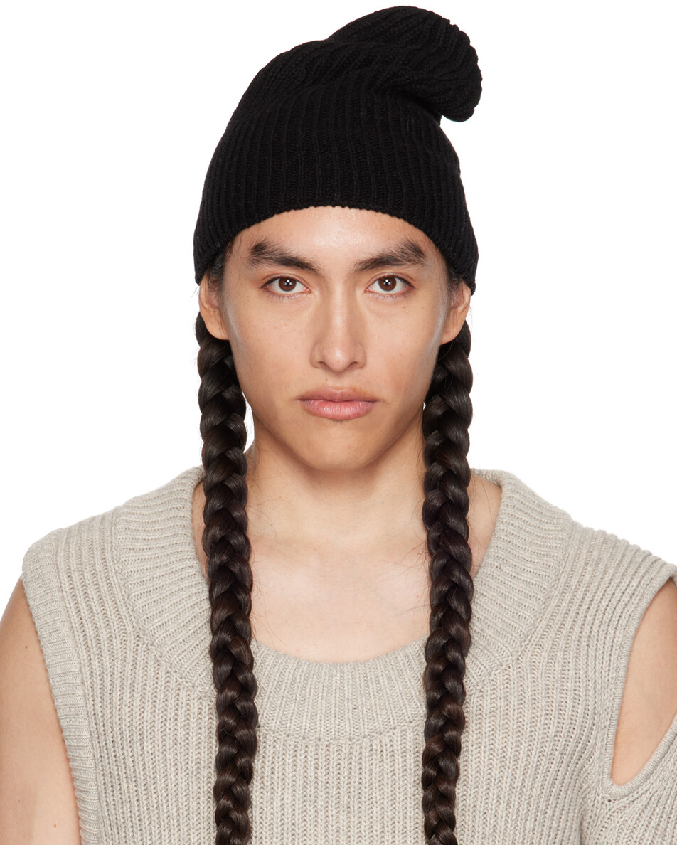 

Черная шапка в рубчик Rick Owens