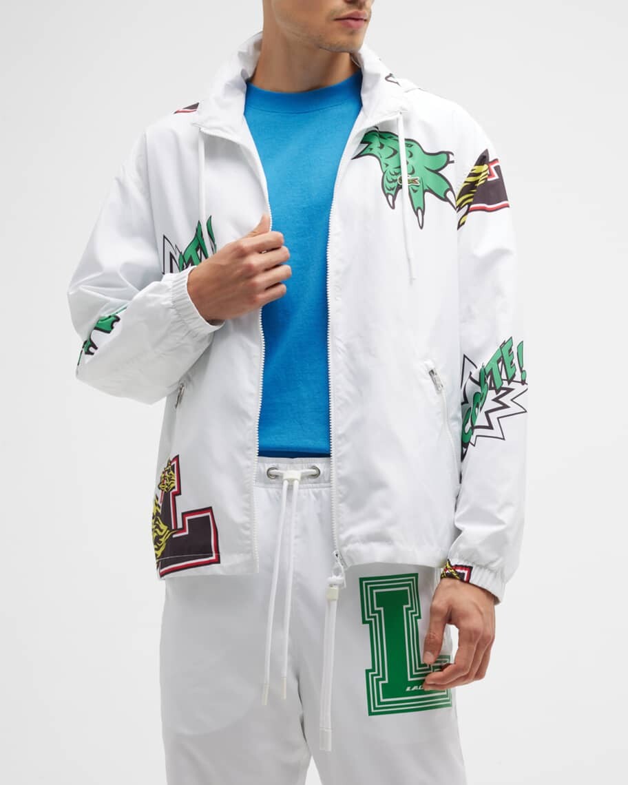 

Мужская водонепроницаемая куртка с графическим логотипом Lacoste, Серый