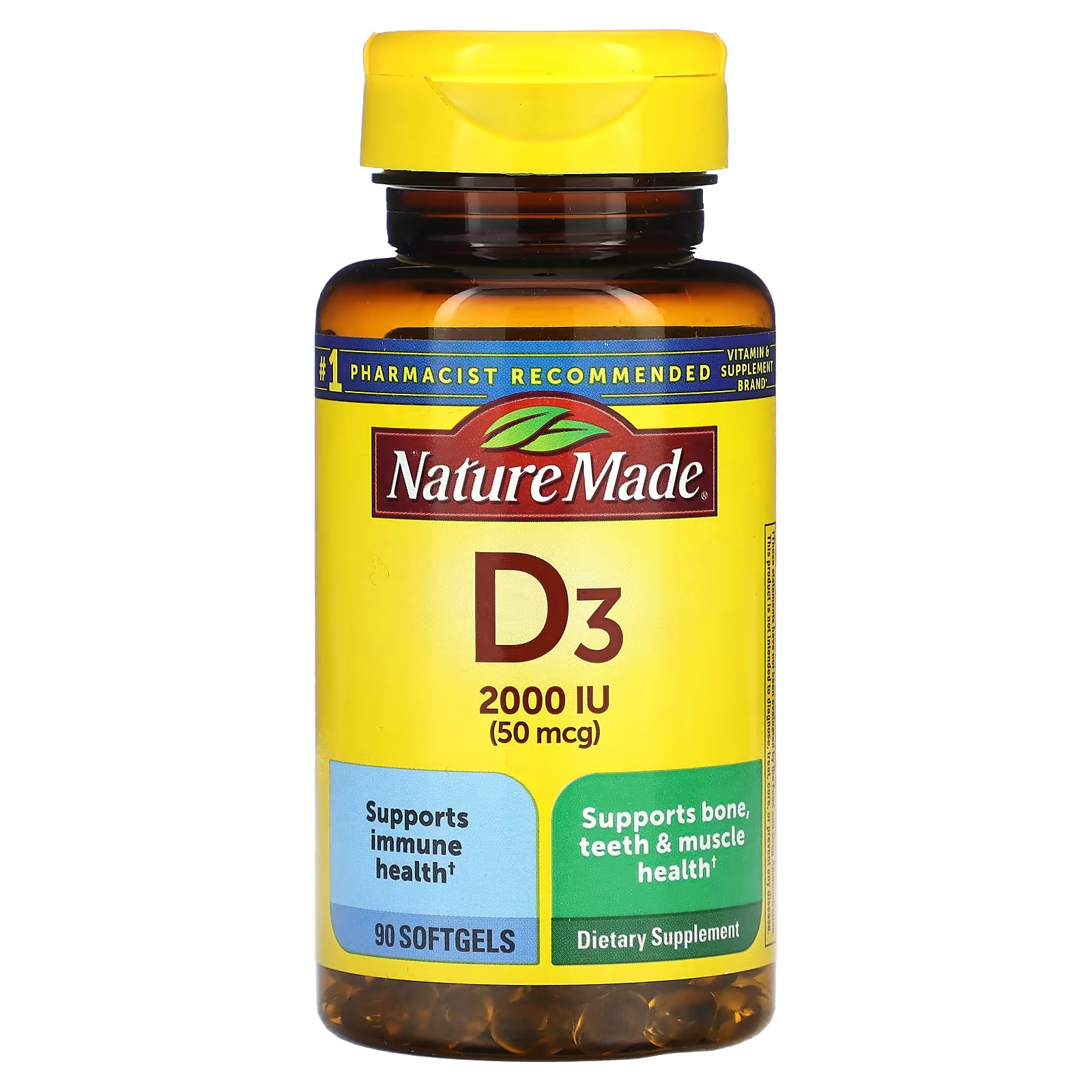 Nature Made Витамин D3 50 мкг (2000 МЕ) 90 мягких таблеток natural factors витамин d3 50 мкг 2000 ме 90 таблеток
