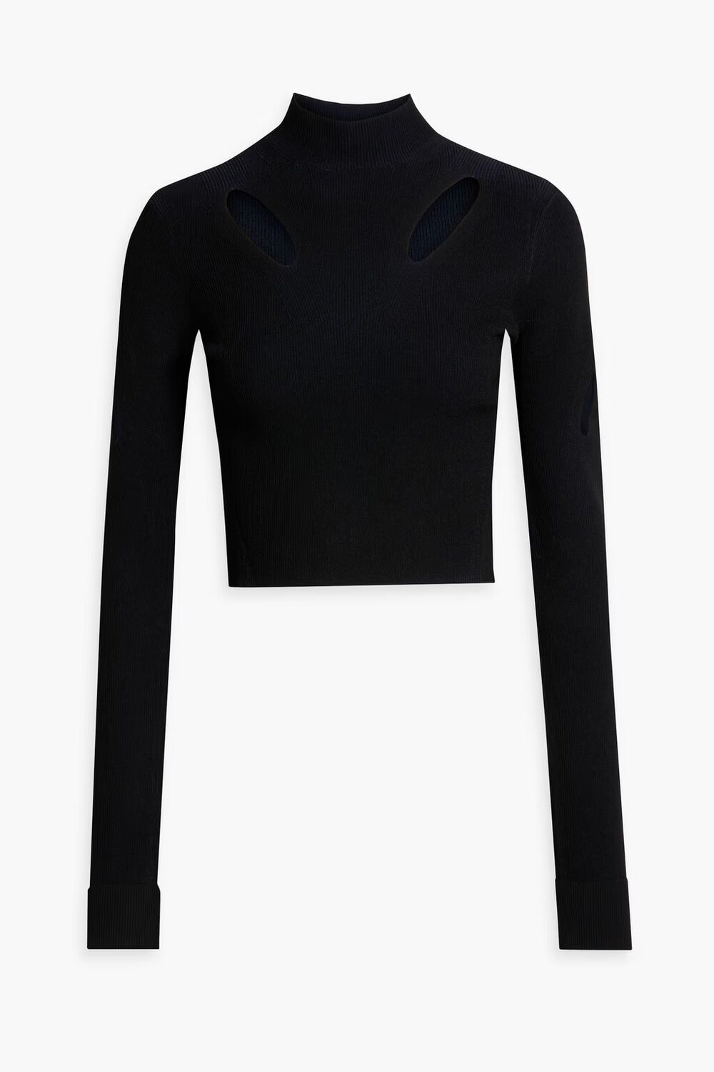 

Укороченный свитер с высоким воротником рубчатой ​​вязки и вырезом Dion Lee, темно-синий