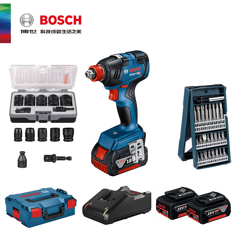 Отвертка электрическая Bosch GDX18V-200 + 25 бит, 7 головок, два аккумулятора 4.0Ah, зарядное устройство