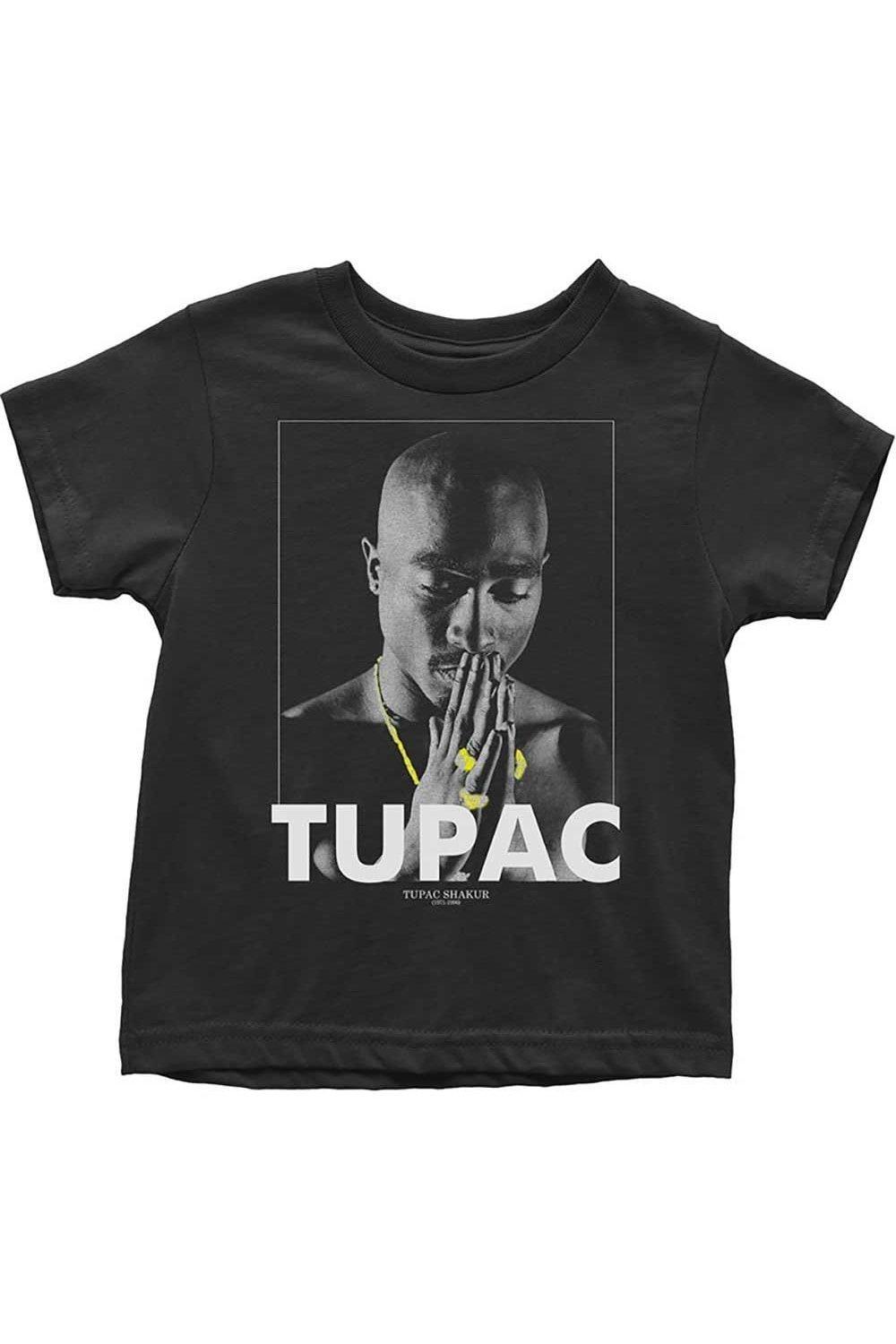 Хлопковая футболка «Руки молящегося» Tupac Shakur, черный
