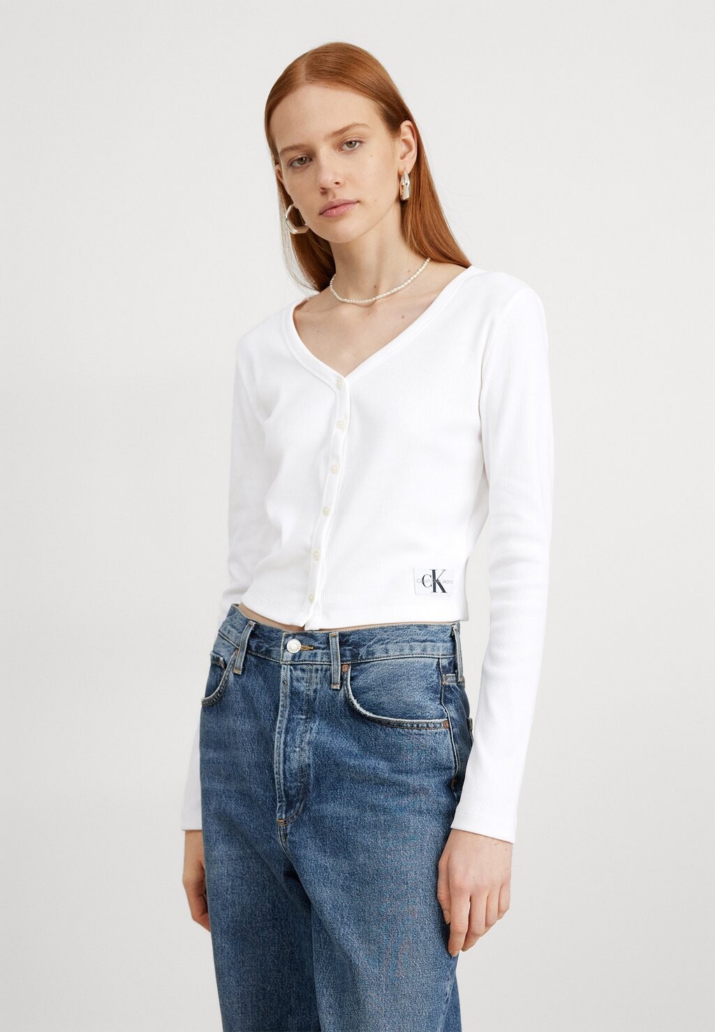

Кардиган Calvin Klein Jeans КАРДИГАН LABEL, цвет bright white