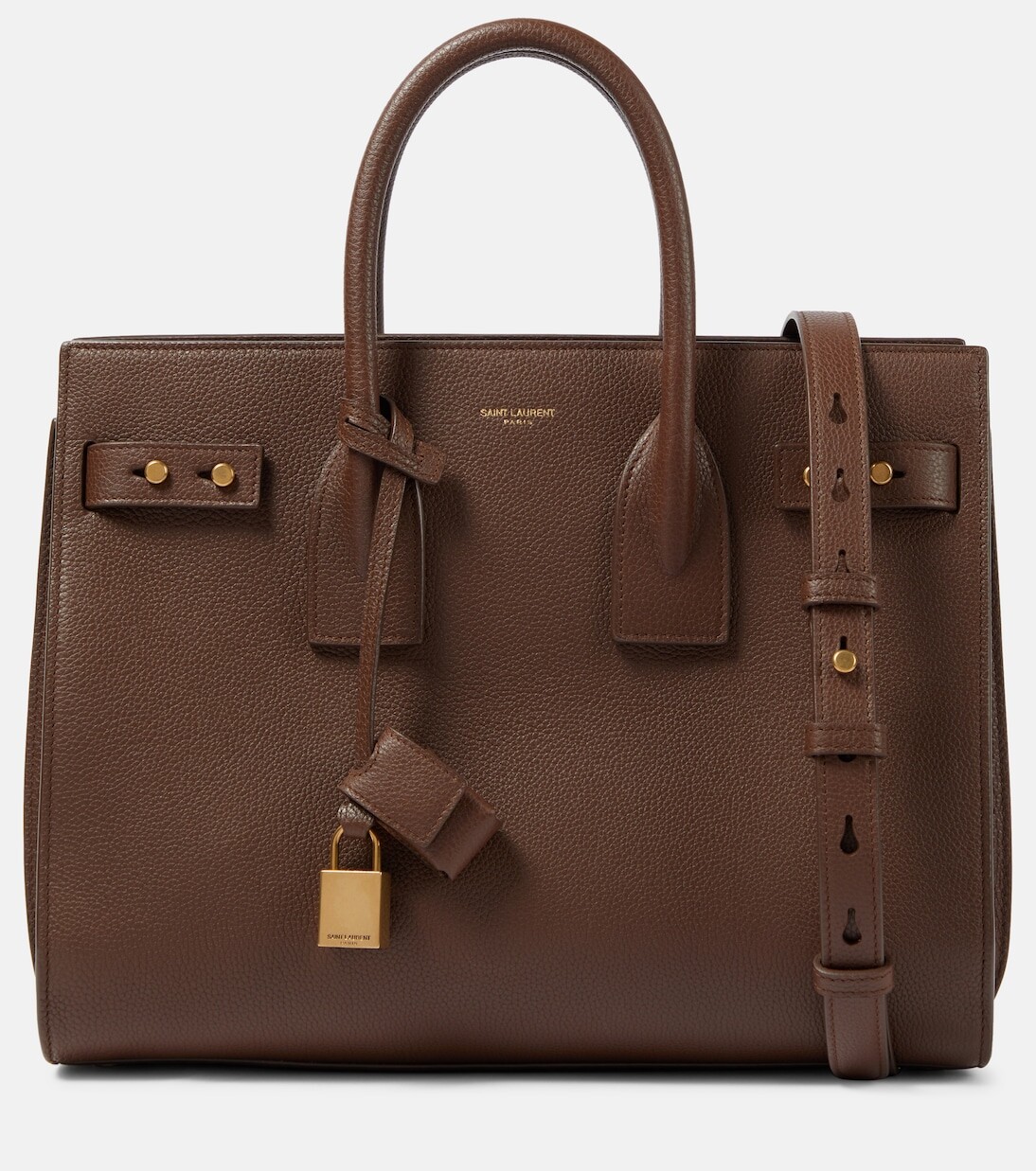 

Маленькая кожаная сумка-тоут sac de jour Saint Laurent, коричневый