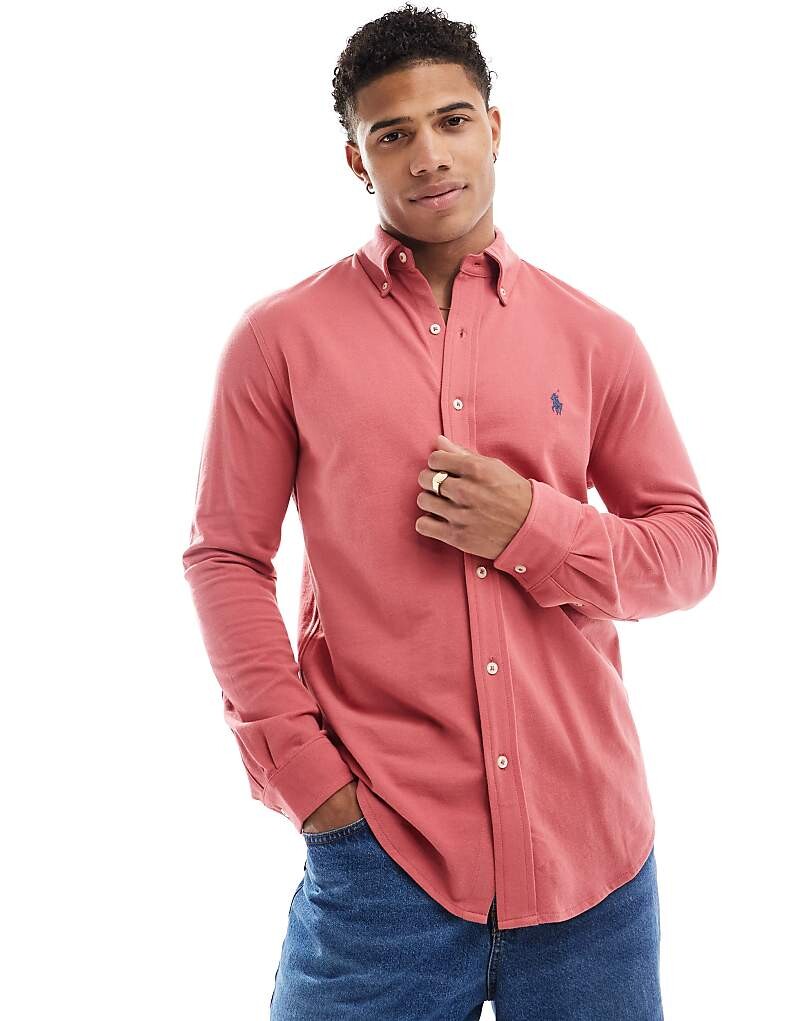 

Polo Ralph Lauren стираная красная рубашка из пике с логотипом бренда