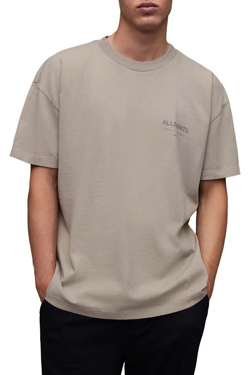

Хлопковая футболка AllSaints, серый