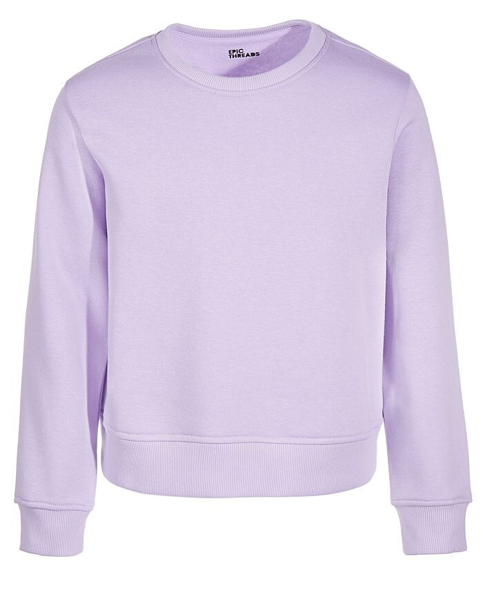 

Флисовый свитшот с круглым вырезом для девочек Big Girls, созданный для Macy's Epic Threads, фиолетовый