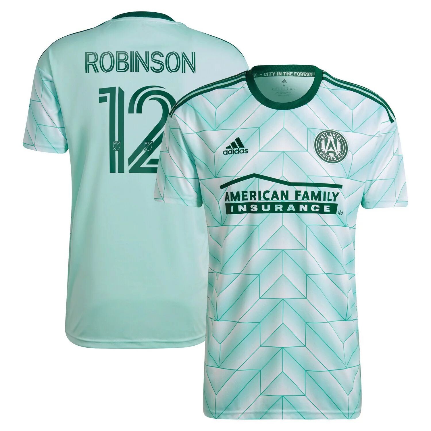 

Мужская футболка Adidas Miles Robinson Mint Atlanta United FC 2022 The Forest Kit Replica Player