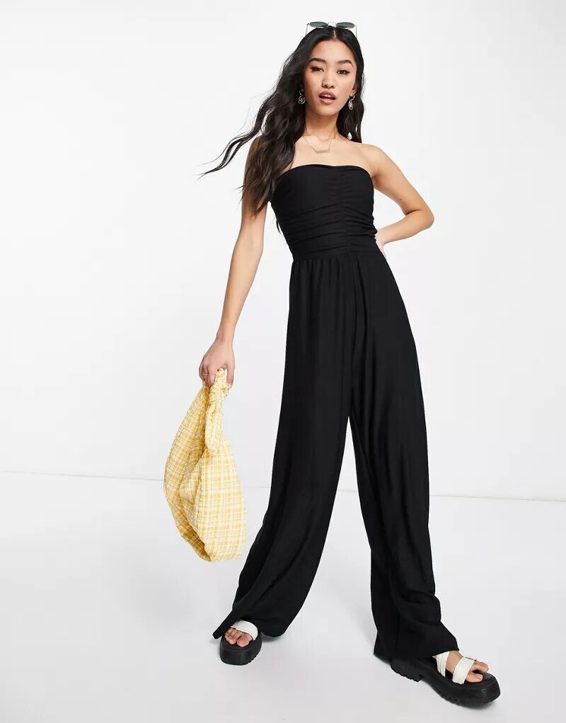 

Черный комбинезон-бандо со сборками Miss Selfridge