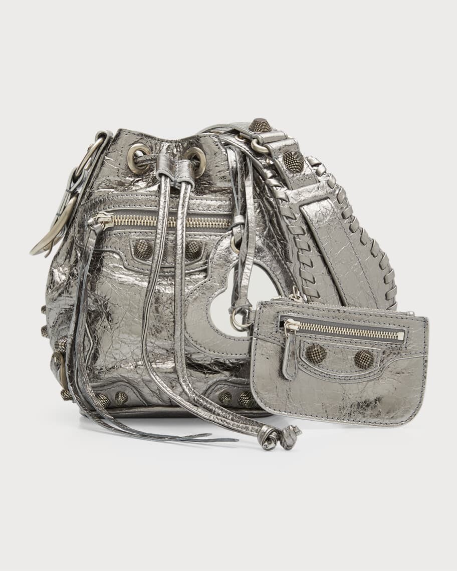 

Кожаная сумка-мешок Le Cagole XS с эффектом металлик Balenciaga