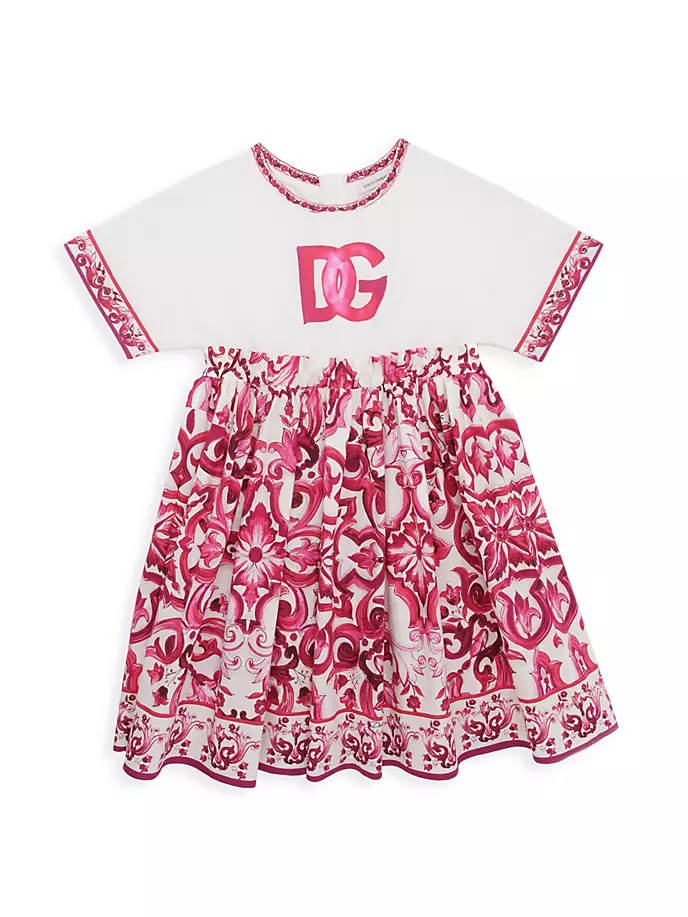 

Платье-футболка Tris Maioliche с логотипом Little Girl's & Girl's Dolce&Gabbana, розовый