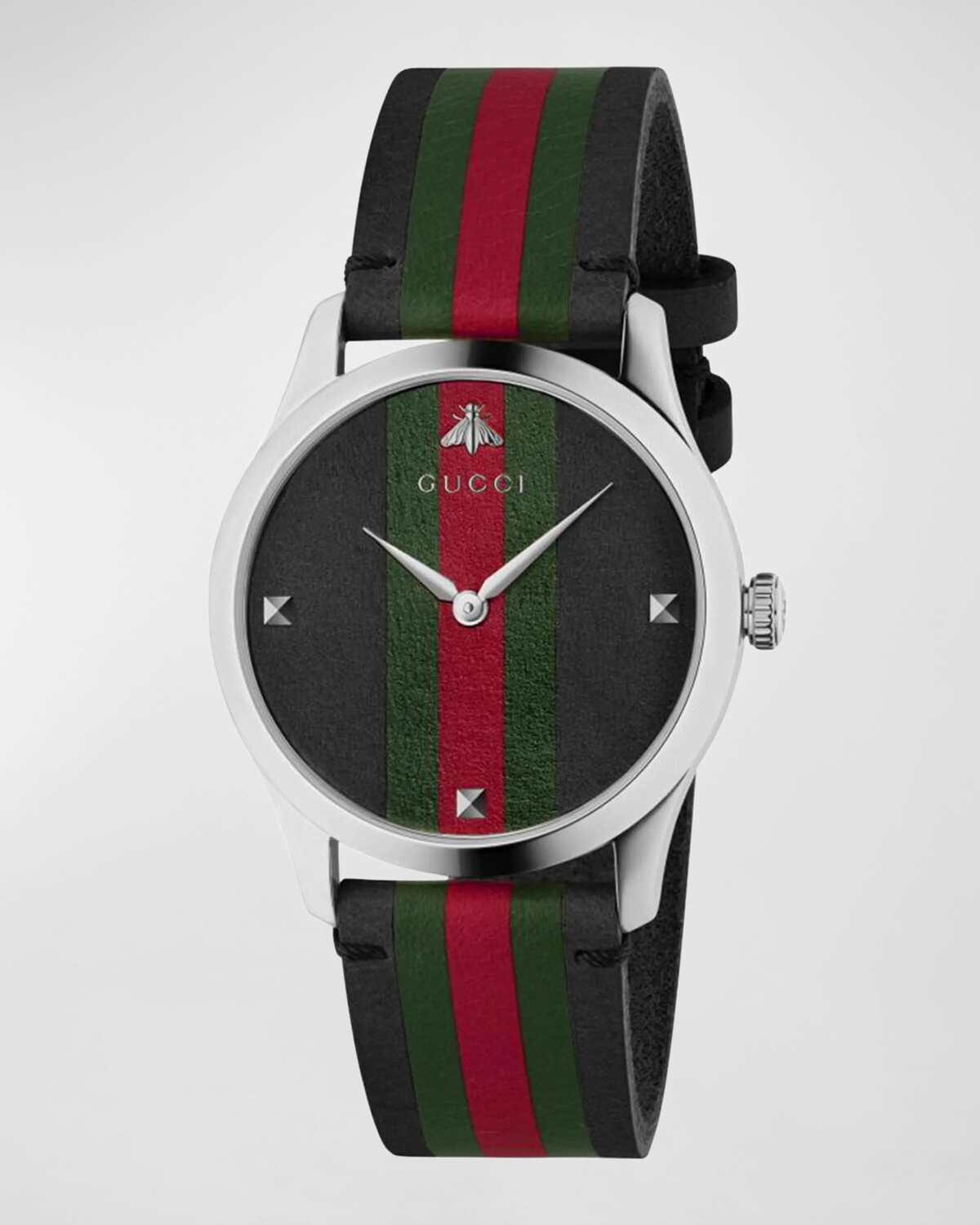 

Мужские кожаные веб-часы Gucci, цвет Black/Green