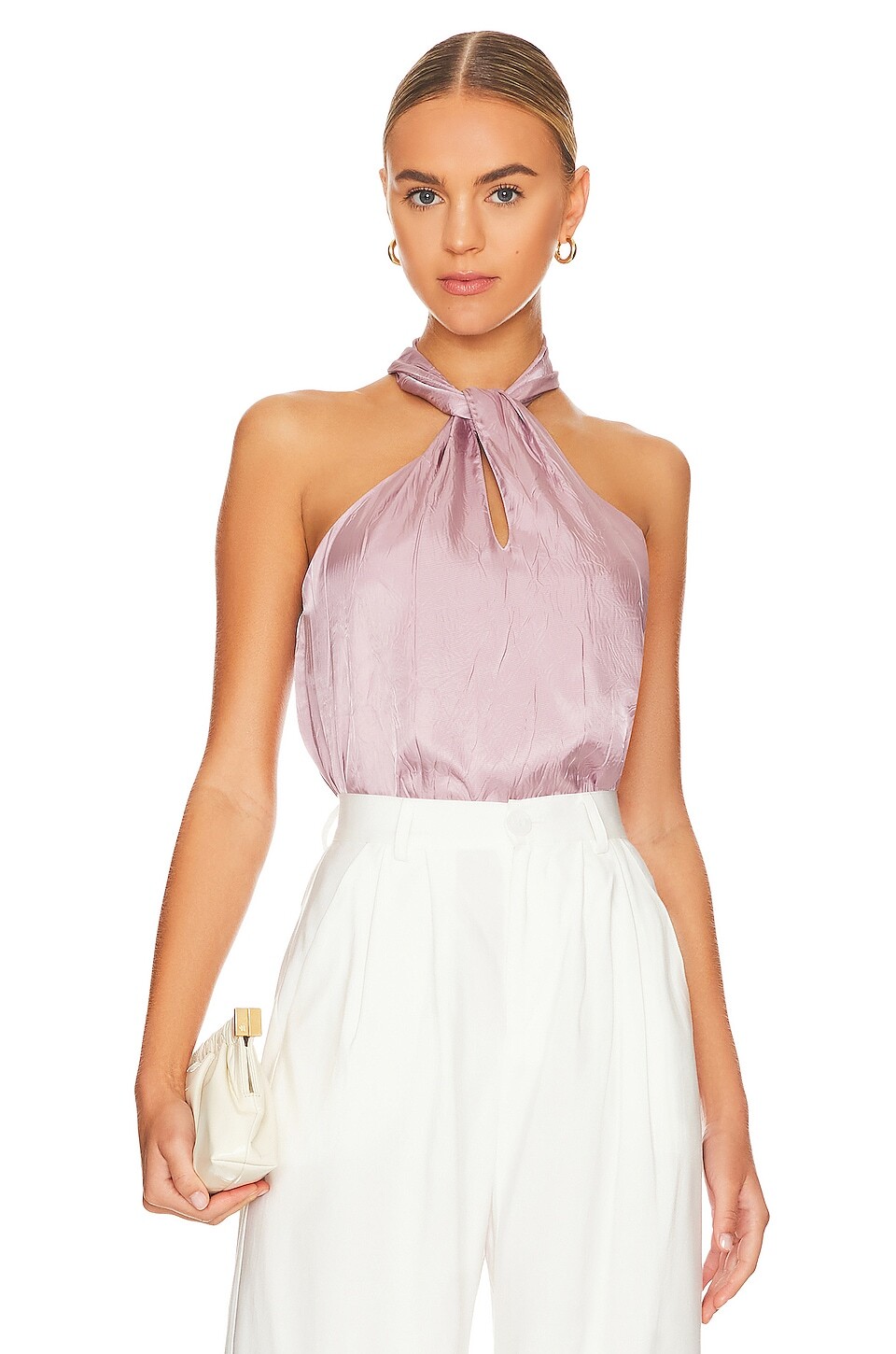 

Топ JONATHAN SIMKHAI STANDARD Katana Twist Front Halter, цвет Dusty Rose