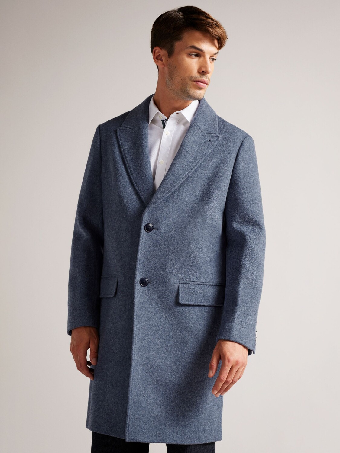 

Шерстяное однобортное пальто Ted Baker Raydon, темно-синий