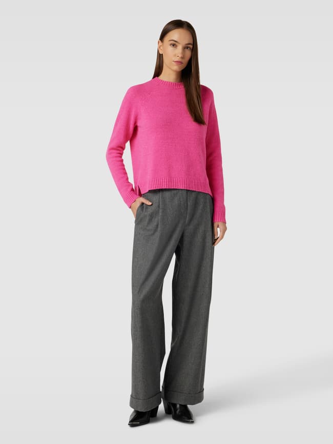 Вязаный свитер с круглым вырезом модель Febisan BOSS, розовый