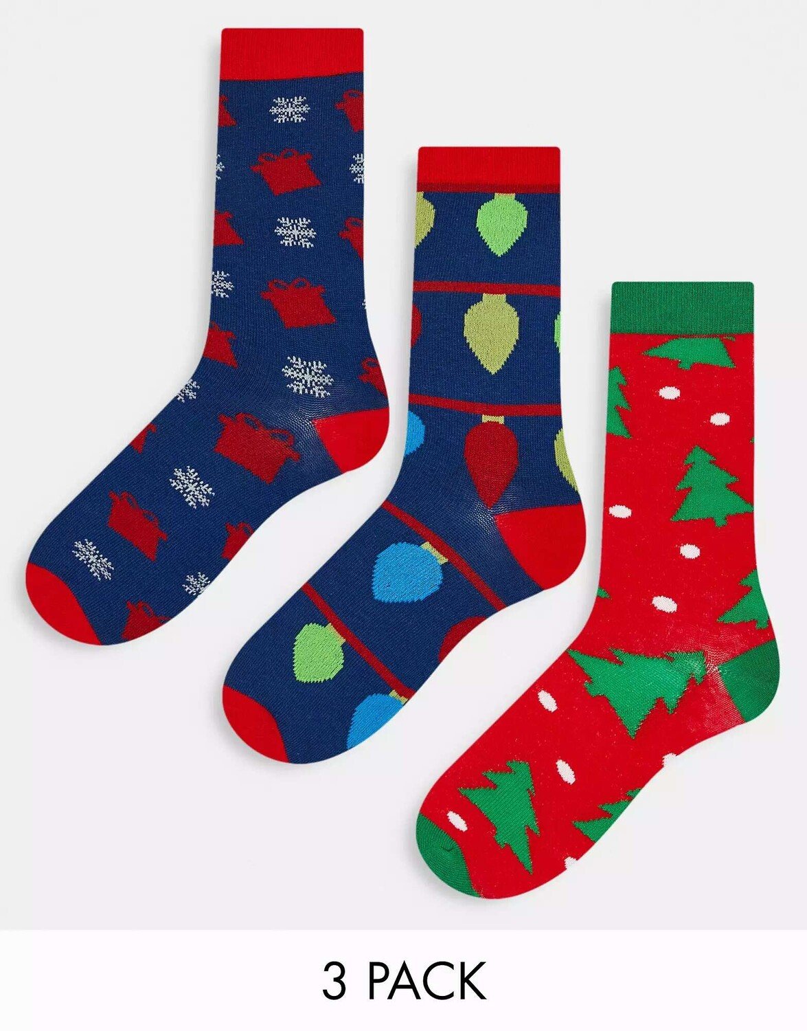 

3 пары носков-елочек Brave Soul Christmas красного и зеленого цвета