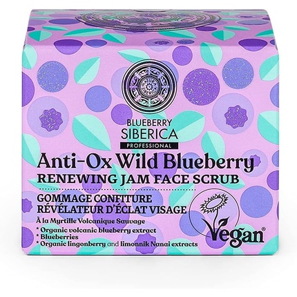Обновляющий скраб для лица Anti-Ox Wild Blueberry, Natura Siberica обновляющий джем скраб для лица anti ox wild blueberry jam scrub 50мл