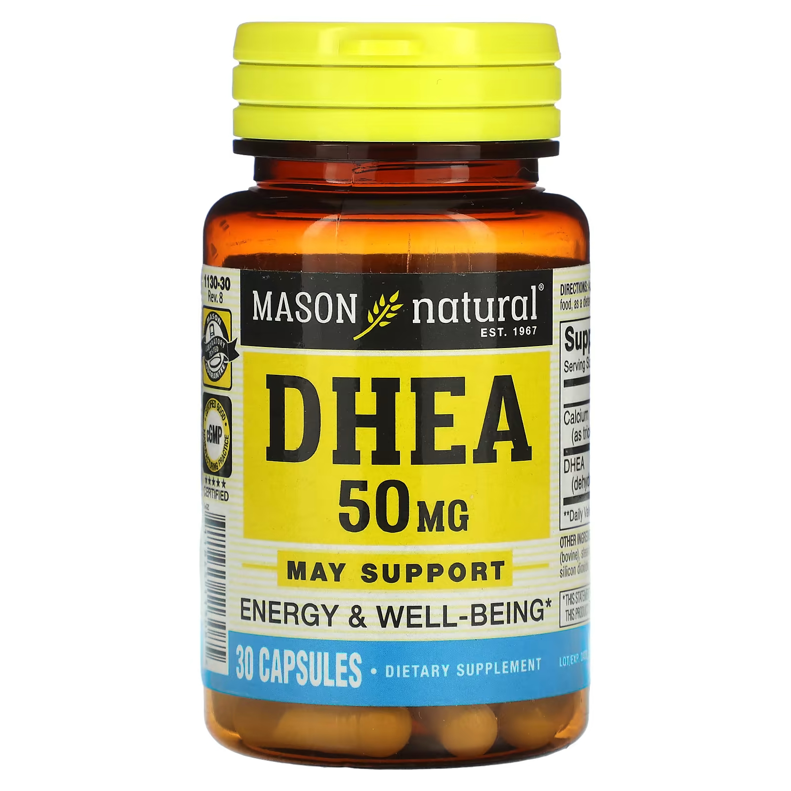 Пищевая добавка Mason Natural ДГЭА, 30 капсул пищевая добавка mason natural ежедневная формула для мужчин 100 таблеток