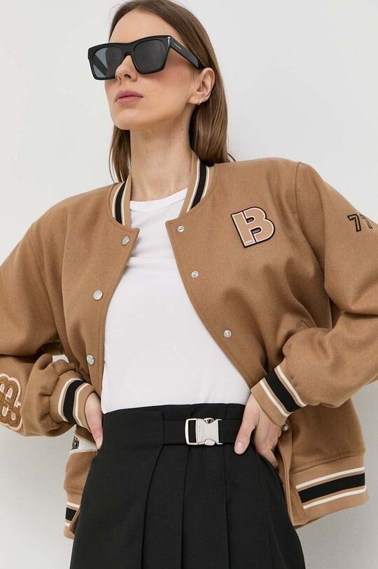

Шерстяной бомбер Boss, бежевый