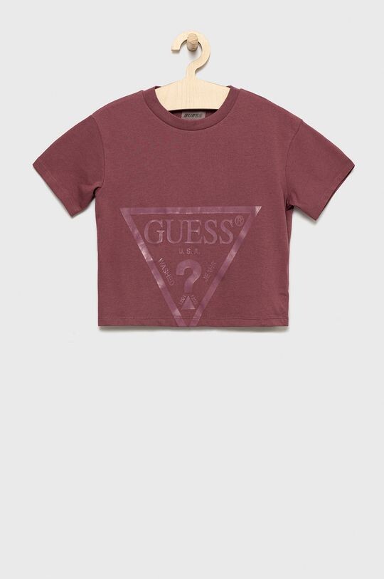 

Детская хлопковая футболка Guess, фиолетовый