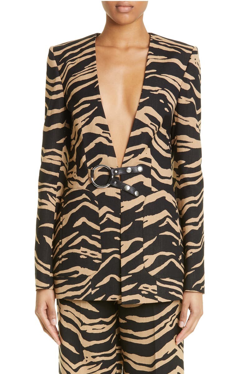 

Пиджак из смесовой шерсти с принтом тигра и кольцом STELLA MCCARTNEY