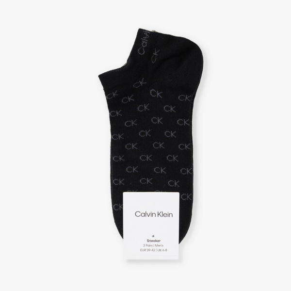 

Комплект из двух носков из смесового хлопка с фирменной отделкой в рубчик Calvin Klein, черный