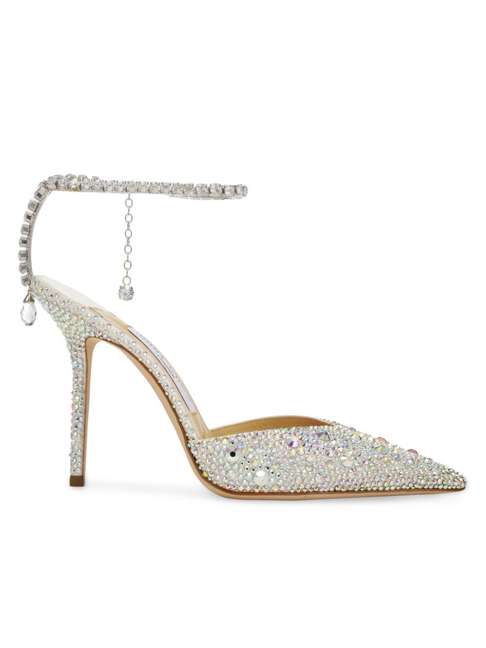 

Туфли-лодочки Saeda 100MM Crystal Hotfix Jimmy Choo, слоновая кость, Бежевый