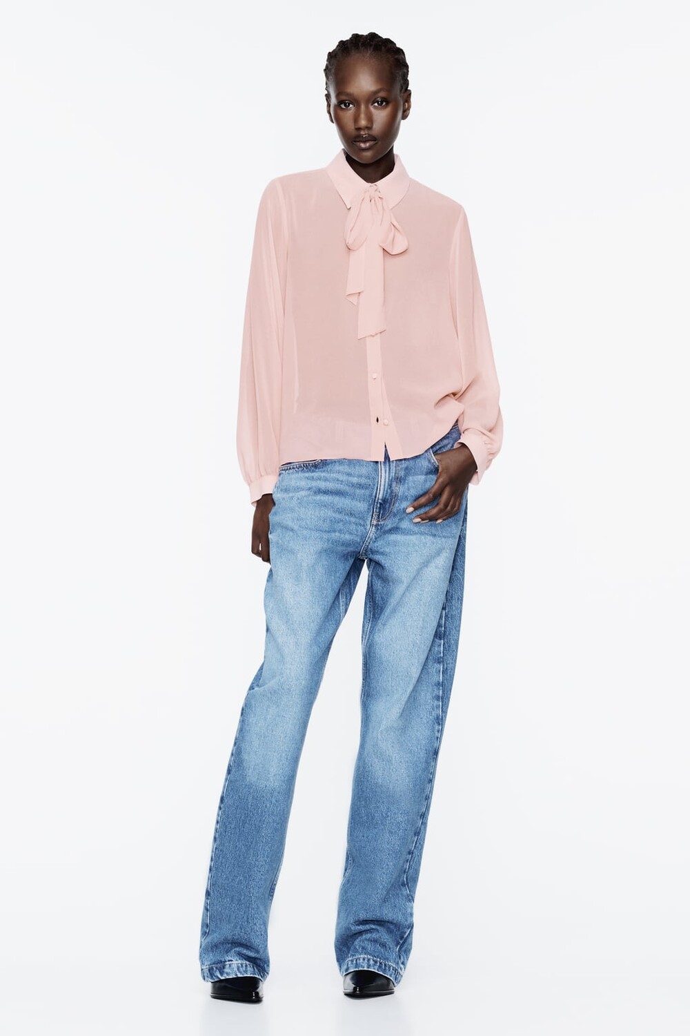

Завязанная рубашка ZARA, бежевый