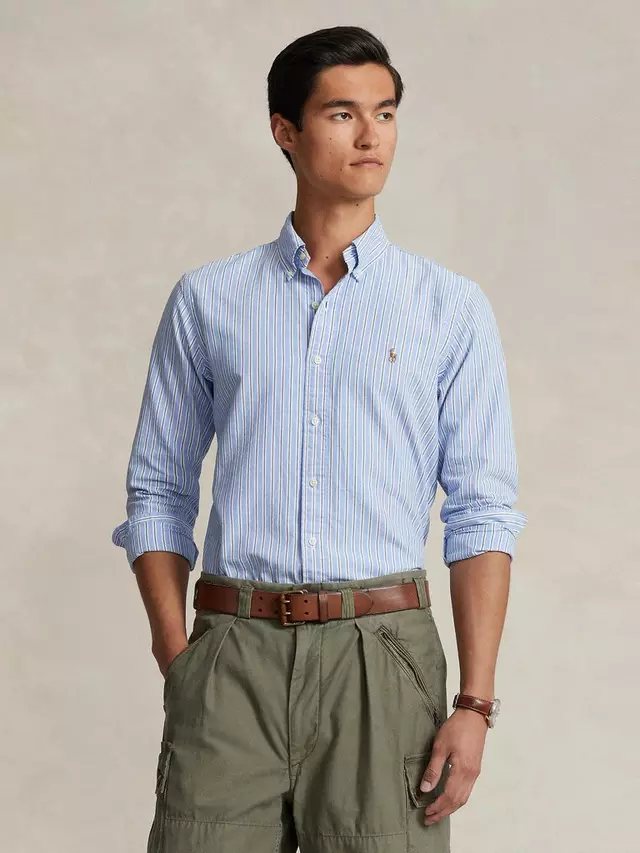 

Рубашка Ralph Lauren Custom Fit Striped Oxford, цвет blue/multi