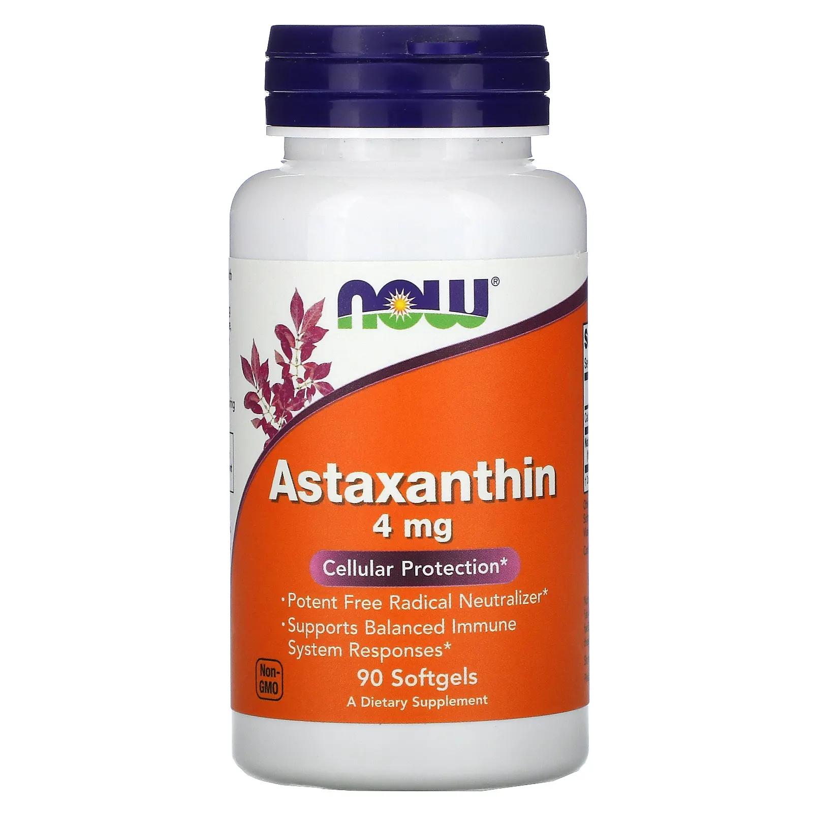 Now Foods Астаксантин 4 мг 90 мягких желатиновых капсул
