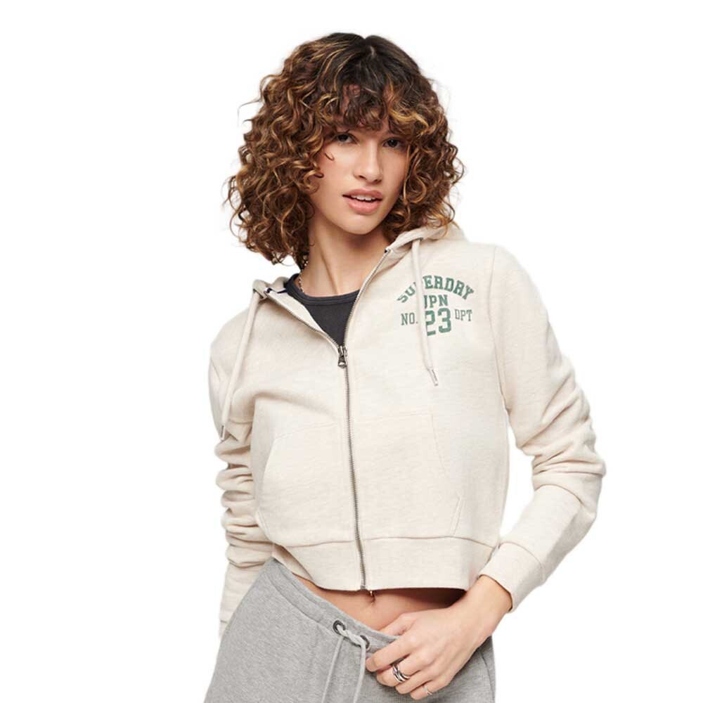 

Толстовка Superdry Athletic Essential Crop Full Zip, бежевый