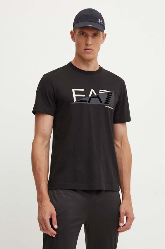 

Хлопковая футболка EA7 Emporio Armani, черный