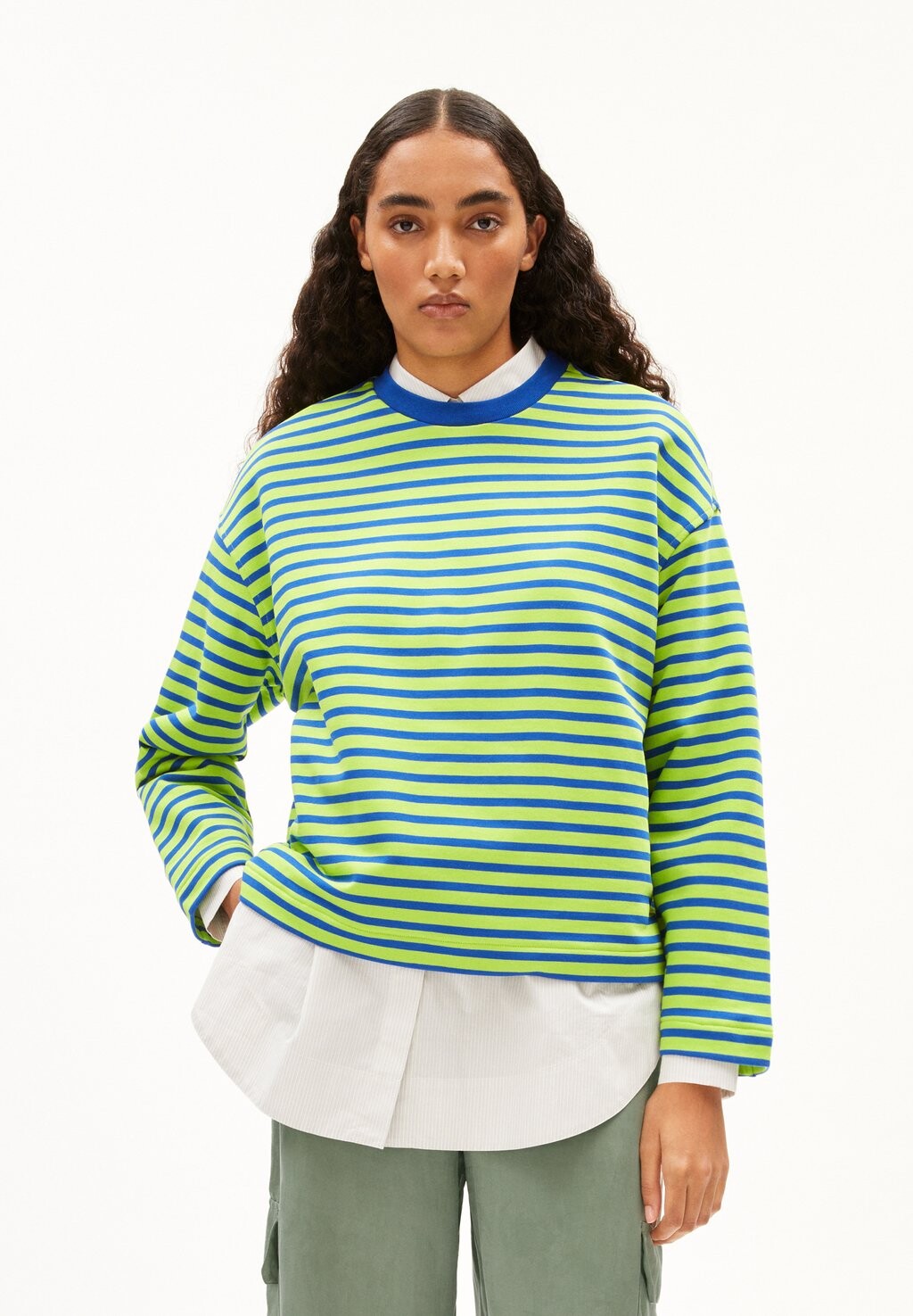

Толстовка FRANKAA STRIPE ARMEDANGELS, цвет super lime dynamo blue