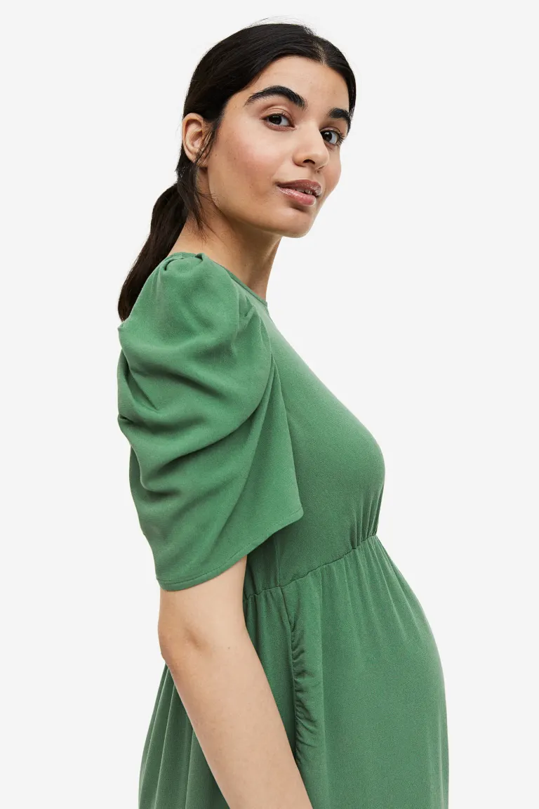 

Платье из крепа с рукавами-буфами H&M, зеленый