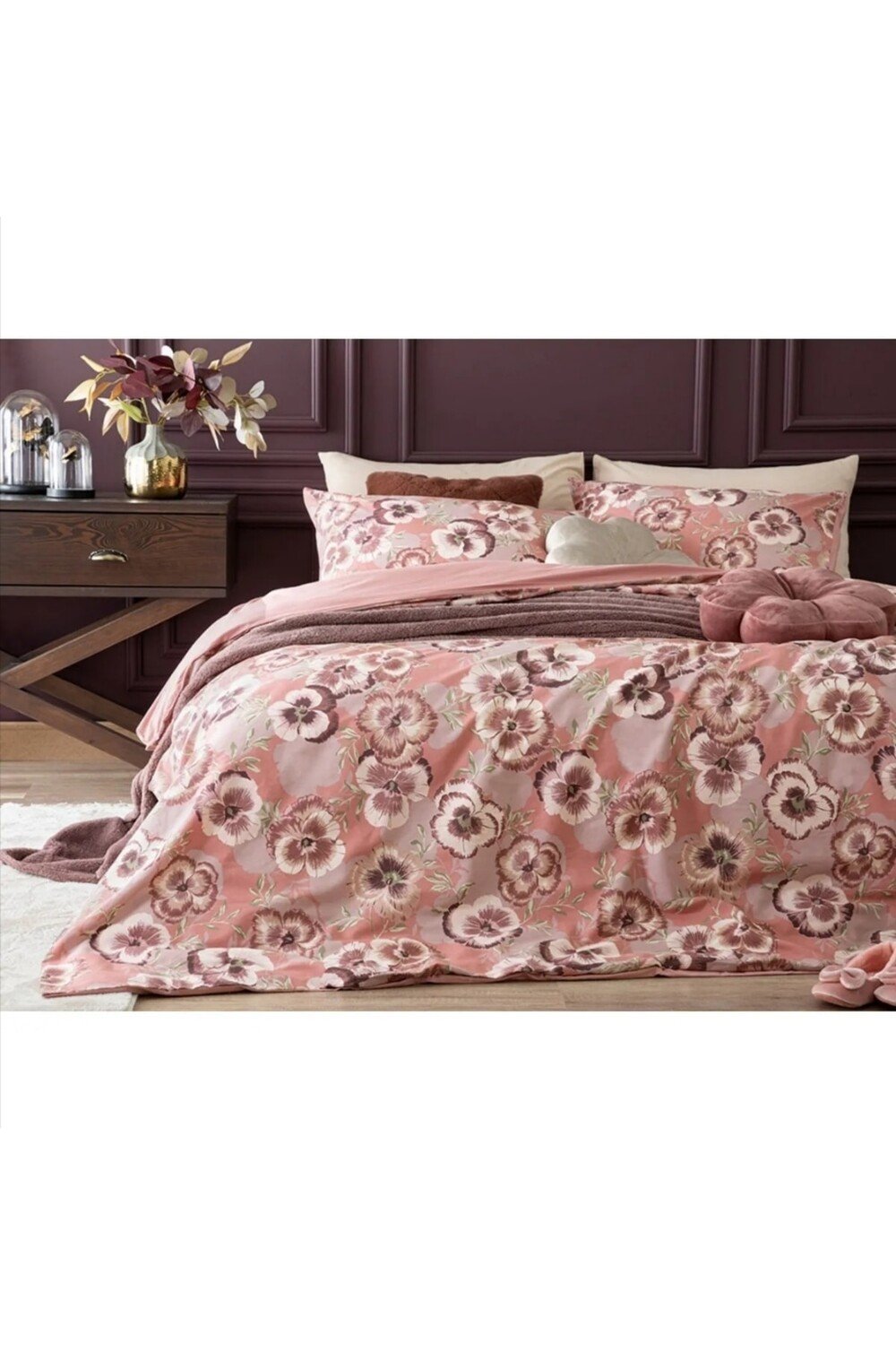 

Пододеяльник English Home Pansy Bloom Cotton Extra King, розовый