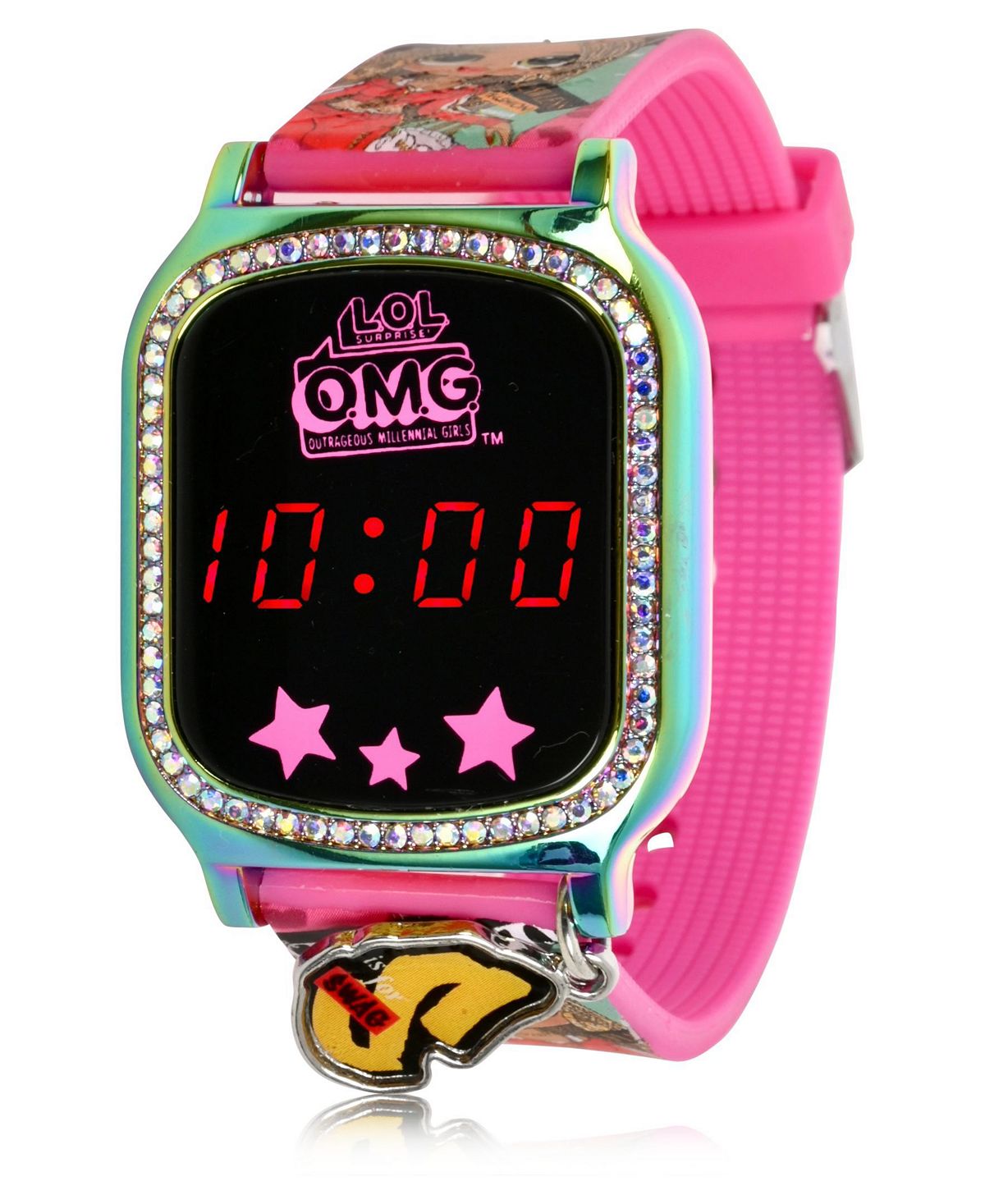 Детские часы Omg с сенсорным экраном, розовым силиконовым ремешком, светодиодной подсветкой и подвеской, 36 x 33 мм Accutime, розовый часы accutime watch с сенсорным экраном светло розовый