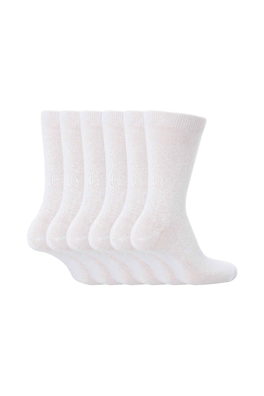 6 пар простых школьных мягких хлопковых носков Sock Snob, белый