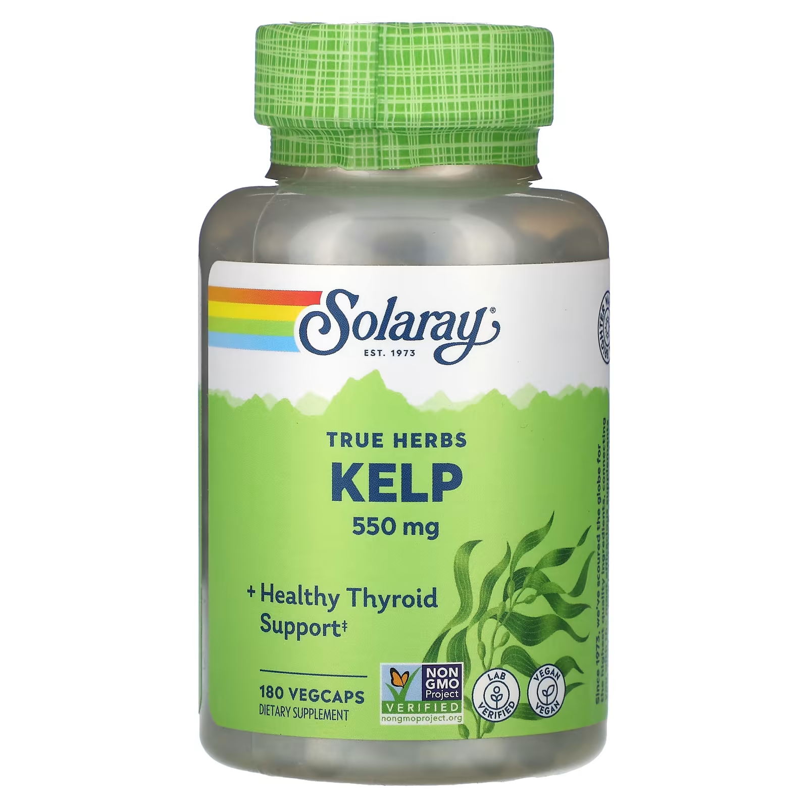 Solaray True Herbs Kelp 550 мг 180 растительных капсул solaray true herbs зверобой 325 мг 180 капсул
